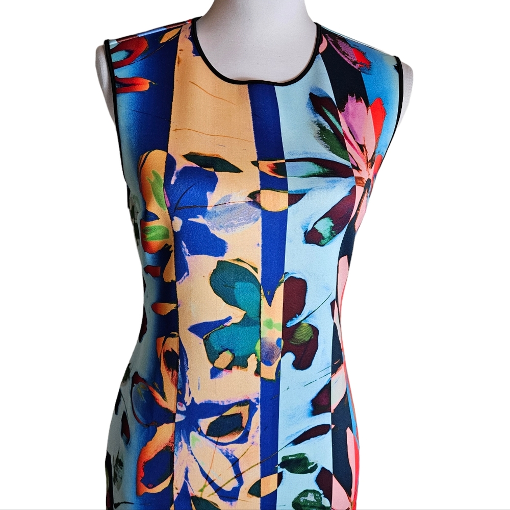 Clover Canyon Dream Daily Floral Print Scuba Sheath Dress Size Medium Stretchy - Picture 3 of 16